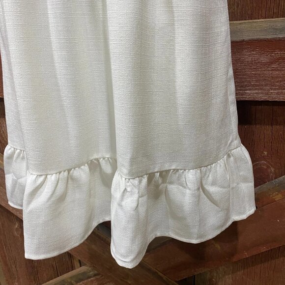 Express X Ladygang Ruffle Mini Dress Sz 6 White Flutter Country Western Peasant - Picture 4 of 16